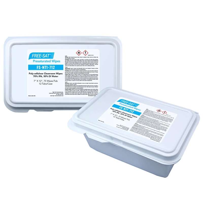 FREE-SAT® Poly-Cellulose 70% IPA Wipes/30% Deionized Water, Tri-Folded, 7″ x 12″, 75 Wipes per Tub, 12 Tubs per Case