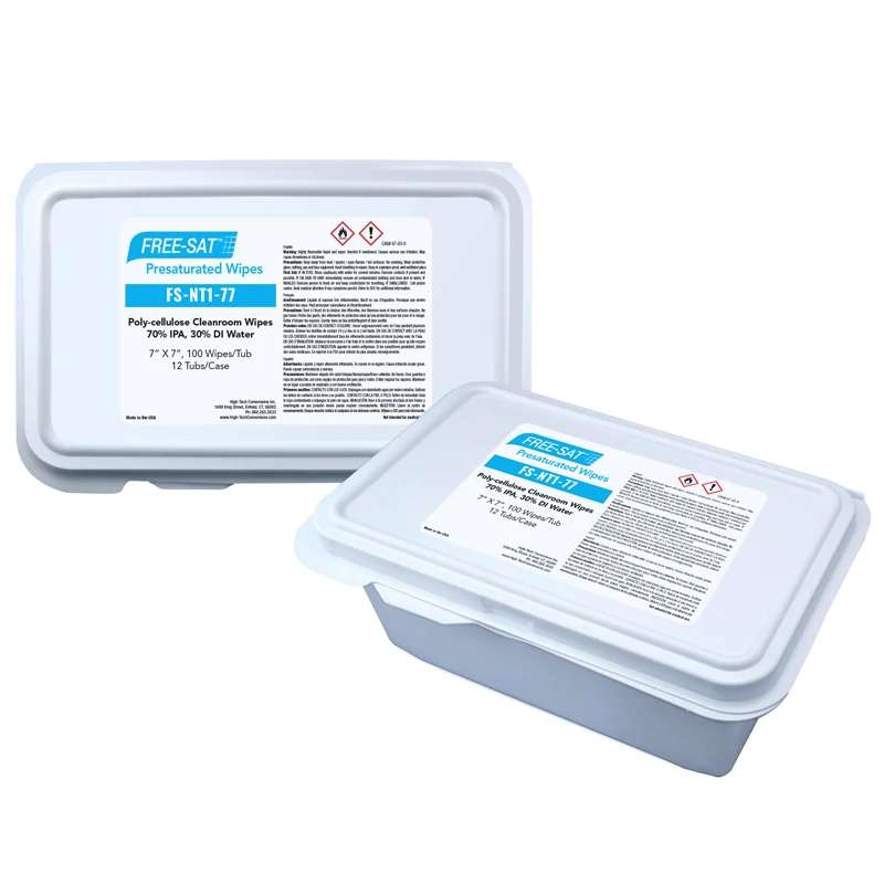 FREE-SAT® Poly-Cellulose 70% IPA Wipes/30% Deionized Water, 7″ x 7″, 100 Wipes per Tub, 12 Tubs per Case