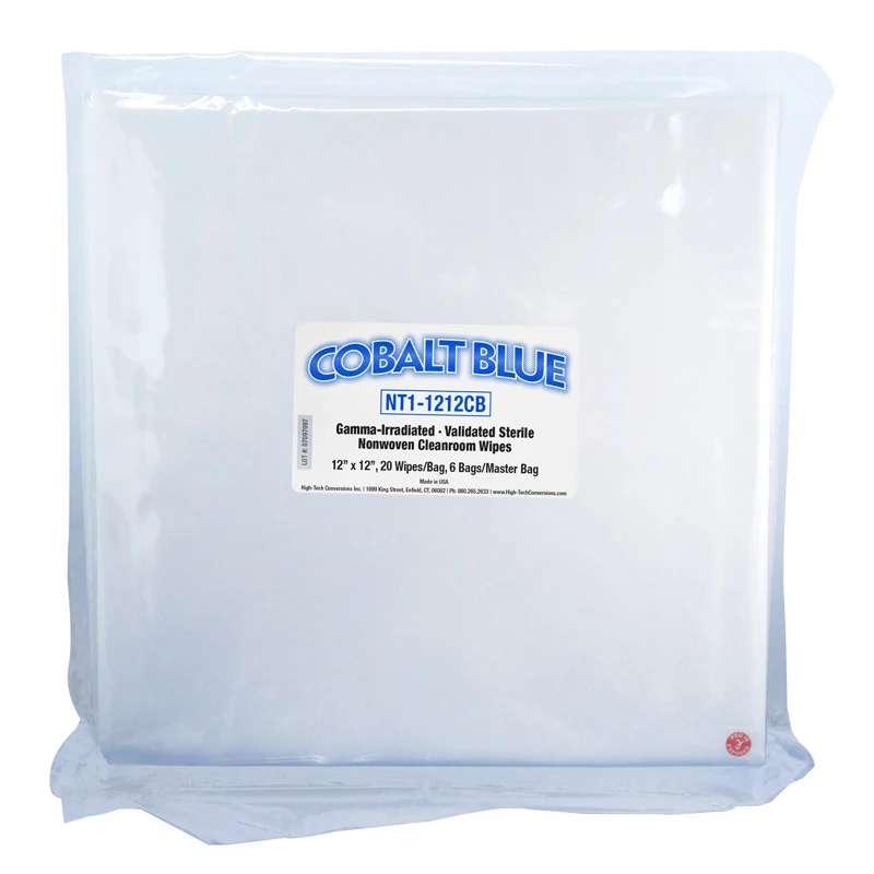 Cobalt Blue Sterile Cleanroom Wipes – Dry, 12" x 12", 20 Wipes per Easy-Tear Bag, 6 ET Bags per Master Bag, 7 Master Bags per Case