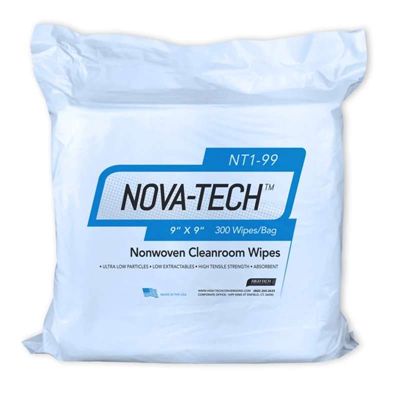 NOVA-TECH® NT1 Nonwoven Cleanroom Wipes, 9" x 9", ISO Class 5-8, 300 per Bag, 12 Bags per Case