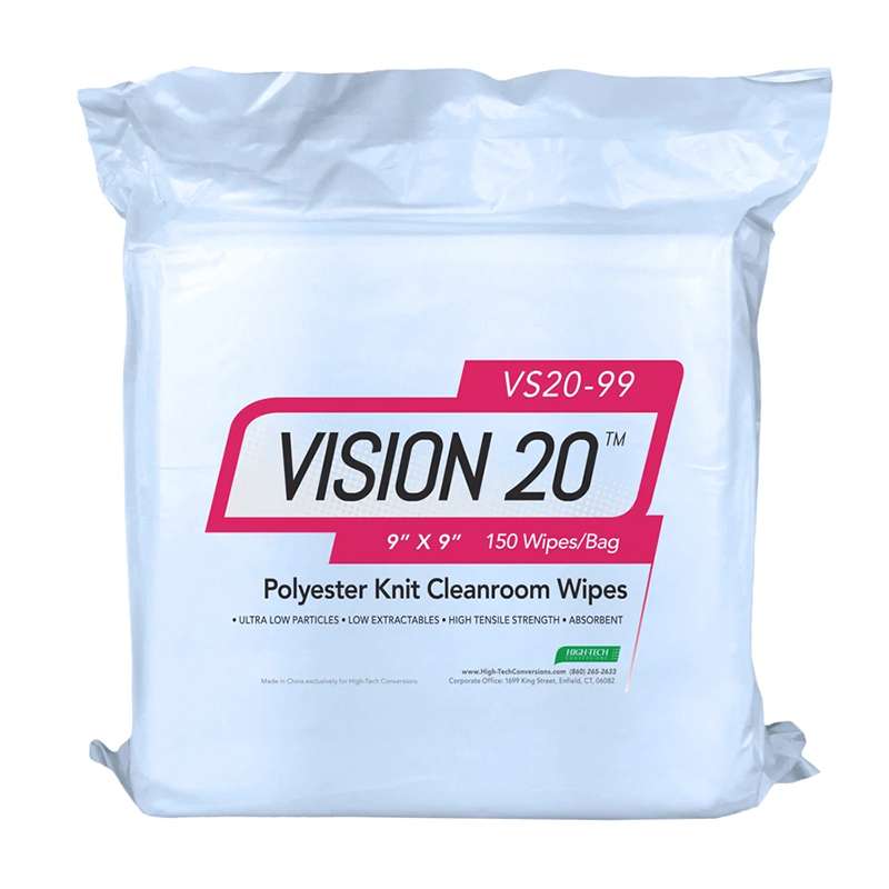 VISION 20™ Polyester Heavy Weight Knit Wipes, 9″ x 9″, 140 GSM, Regular Cut, Laundered, 150 Wipes per Bag, 10 Bags per Case