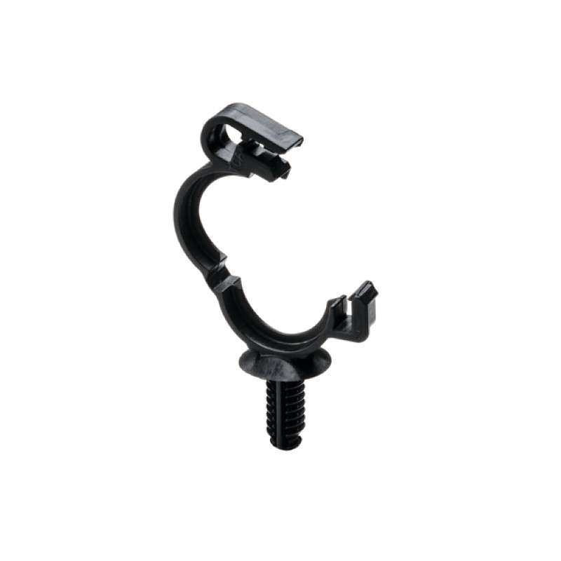 Convoluted Tubing Clip, 0.06" Max Bundle Diameter, 0.02" - 0.50" Panel Thick, PA66HIRHSUV, Black, 1500/Box