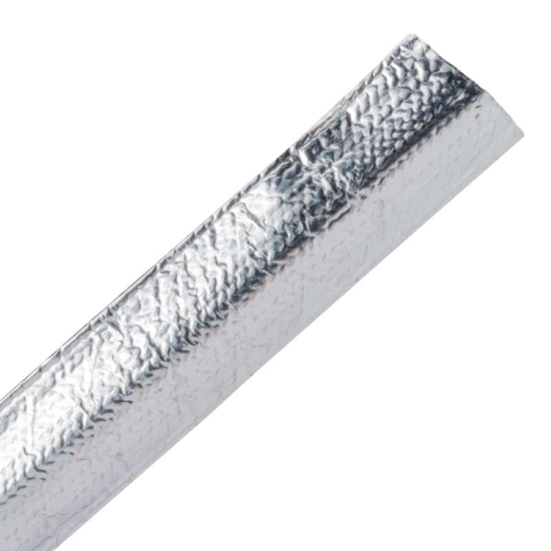 Braided Sleeving, Aluminum Laminated Fiberglass, 0.5" Dia, Al/Gf, Silver, 100 Ft/Reel