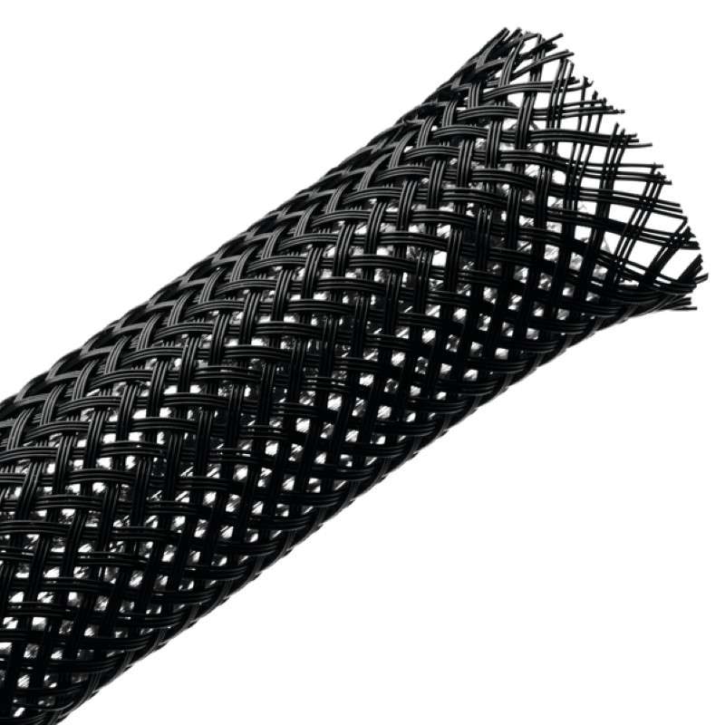 Braided Sleeving, Expandable, 0.25" Dia, PA66 Monofilament, Black, 1000 Ft/Bulk Reel