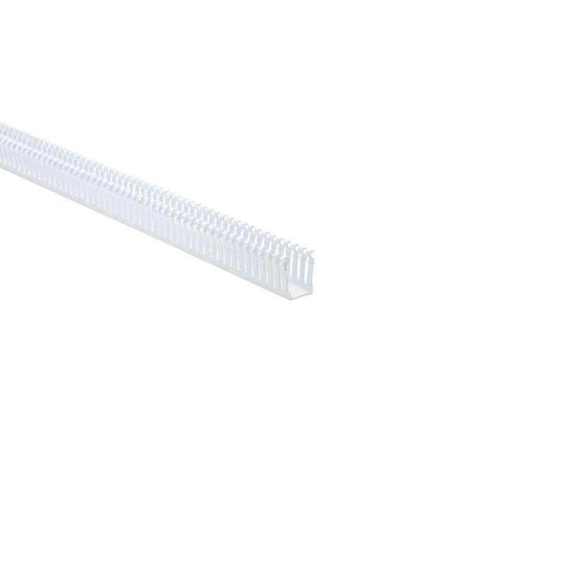 High Density Slotted Wall Wiring Duct, 1" x 1.5", Adhesive, PVC, White, 120Ft/Carton