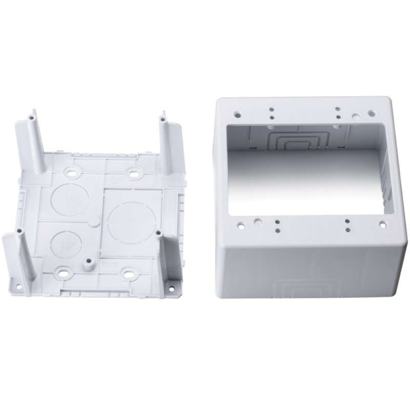 Dual Gang Junction Box, 2.77" Deep, 3-Piece, PVC, White, 1/Bag