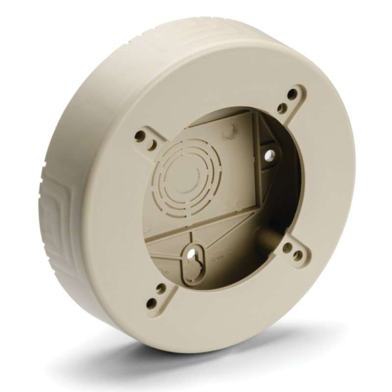 Round Junction Box, 1-1/4" Deep, PVC, Ivory, 1/Bag