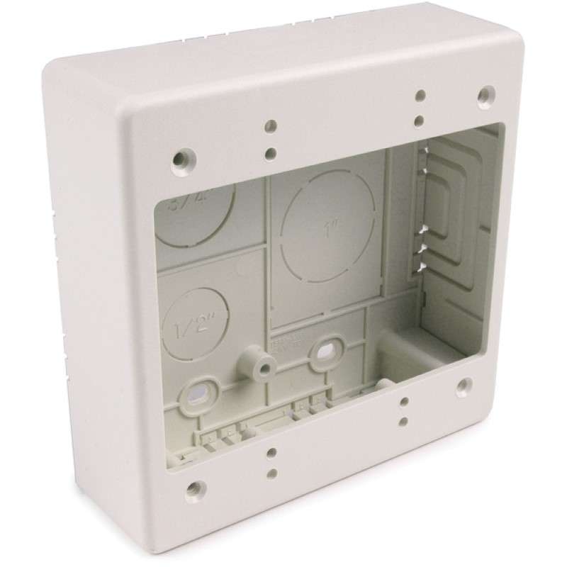 Dual Gang Junction Box, 1-1/2" Deep, 2-Piece, PVC, Office White, 1/Bag