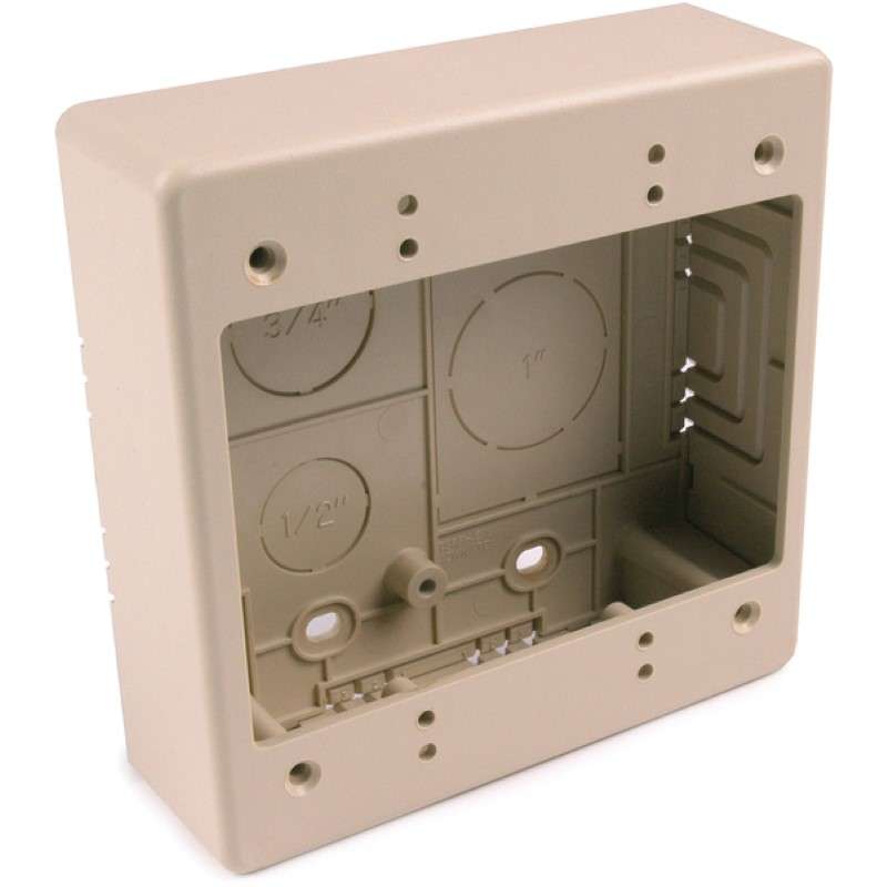 Dual Gang Junction Box, 1-1/2" Deep, 3-Piece, PVC, Ivory, 1/Bag