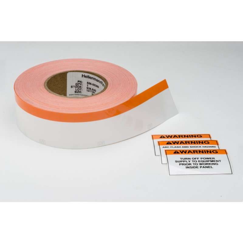 Adhesive Labels, Banded Color Continuous Roll, 3.0" x 250', Pet, Orange/White, 250 Ft/Roll