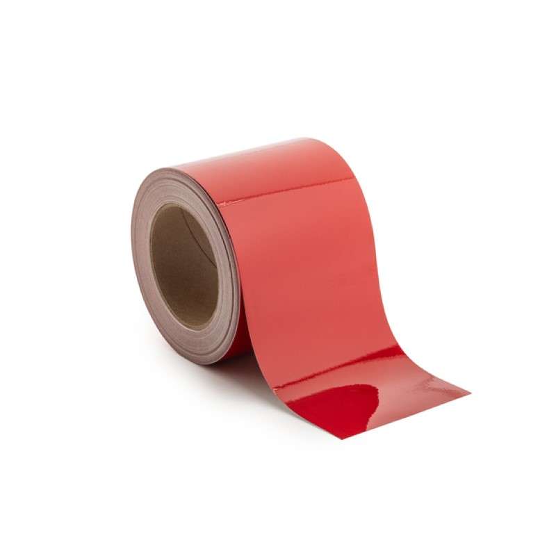 Adhesive Labels, Solid Color Continuous Roll, Reflective, 4.0" x 100', Vl, Red, 100 Ft/Roll
