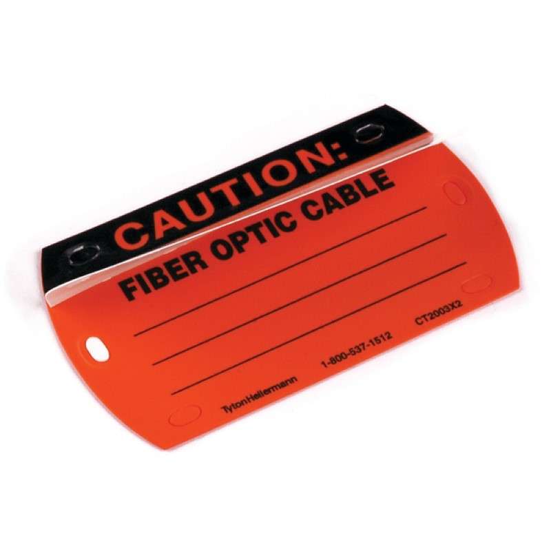 Self-Laminating Tag, Caution Write-On, Fiber Optic Cable, 3.5" x 2.0", Orange, 25/Package