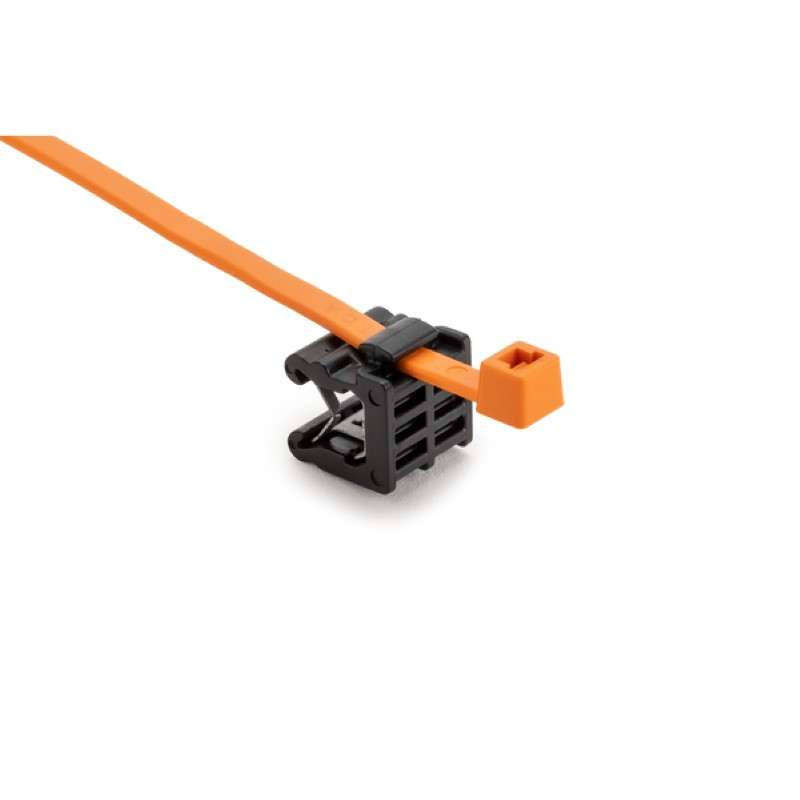 2-Piece Cable Tie & Edge Clip, 8.0"L, EC23, 3 - 6 mm Panel, 50lb, PA66HIRHS/PA66HIRHSUV, Orange and Black, 500 per package