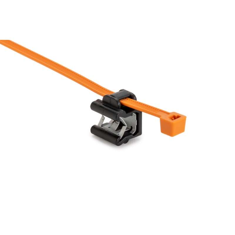 2-Piece Cable Tie & Edge Clip, 8.0"L, EC24, 3 - 6 mm Panel, 50lb, PA66HS/PA66HIRHS, OG/Black, 500 per package