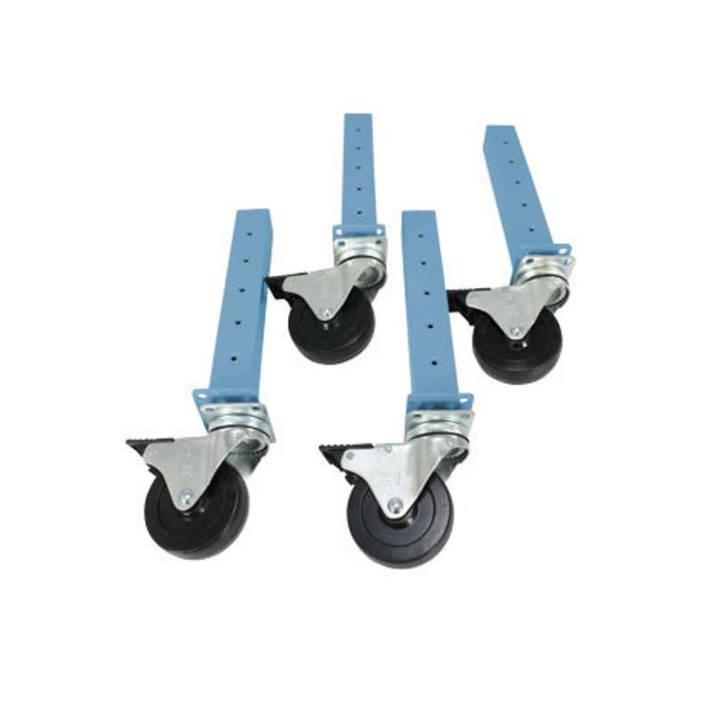 Workmaster™ Quick Ship Leg Extender Caster Kit, 4"H, 4 per Kit, EZE Blue