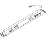 Dim4 Quick Ship Electrical Channel with 8' Cord, 3 Duplex Outlets, On/Off Switch, and Circuit Breaker, 60" redirect to product page