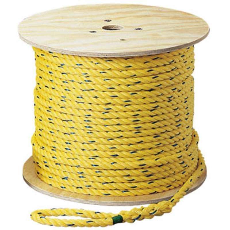 Pro-Pull Polypropylene Rope, 3/8"x1200', Yellow with Blue Tracer