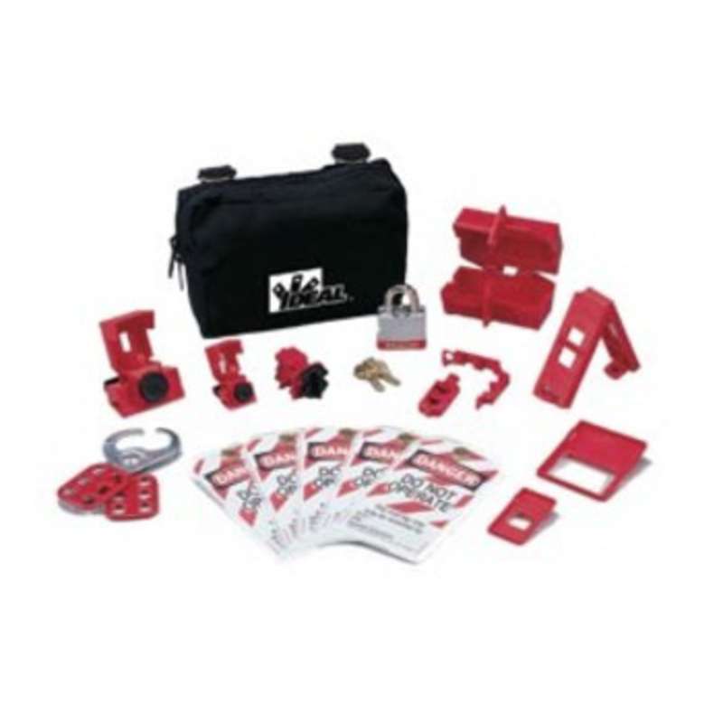 Basic Lockout/Tagout Kit 15 Piece in Nylon Pouch w/ Belt Loops and Rings