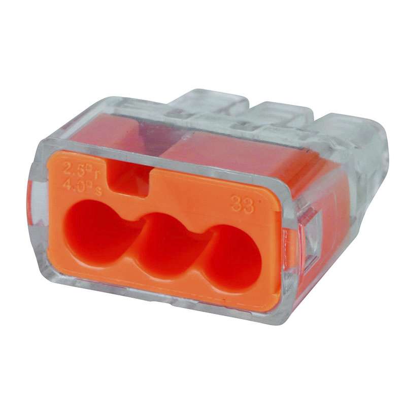 In-Sure Push-In Wire Connector, 33 3-Port Orange, 250/Jar
