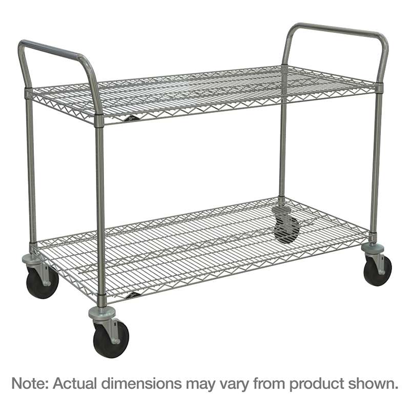 Heavy Duty Utility Cart with 2 Brite Wire Shelves and Casters, 18" x 36" x 39"