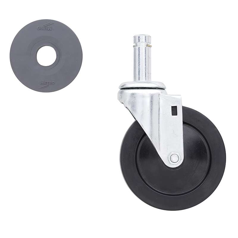 5″ Resilient Rubber Swivel Stem Caster for Super Erecta Industrial Wire Shelving Racks