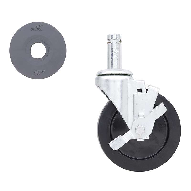 5″ Resilient Rubber Swivel/Brake Stem Caster for Super Erecta Industrial Wire Shelving Racks