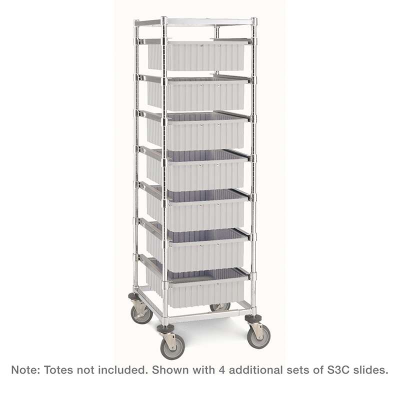 Metro Adjustable Single-Bay Kitting Cart, 26" x 20.625"-29.375" x 68", Polyurethane Casters