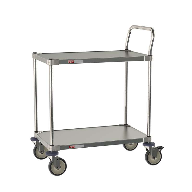 2-Shelf All Stainless Steel Cart for Labs and Cleanrooms, 18" W x 30" L x 39" H