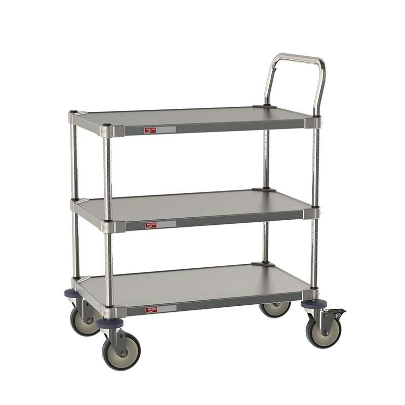 3-Shelf All Stainless Steel Cart for Labs and Cleanrooms, 18" W x 30" L x 39" H