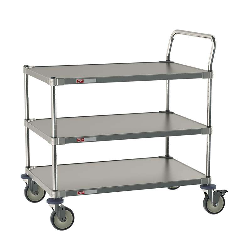 3-Shelf All Stainless Steel Cart for Labs and Cleanrooms, 24" W x 36" L x 39" H