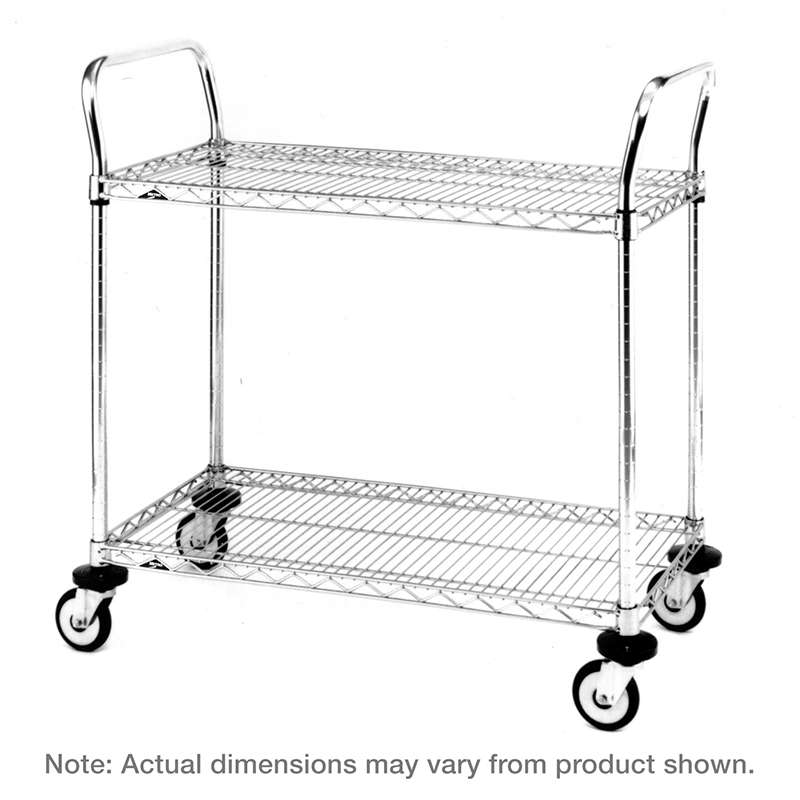 Standard Utility Cart with 2 Chrome Wire Shelves and Casters, 18" x 24" x 38