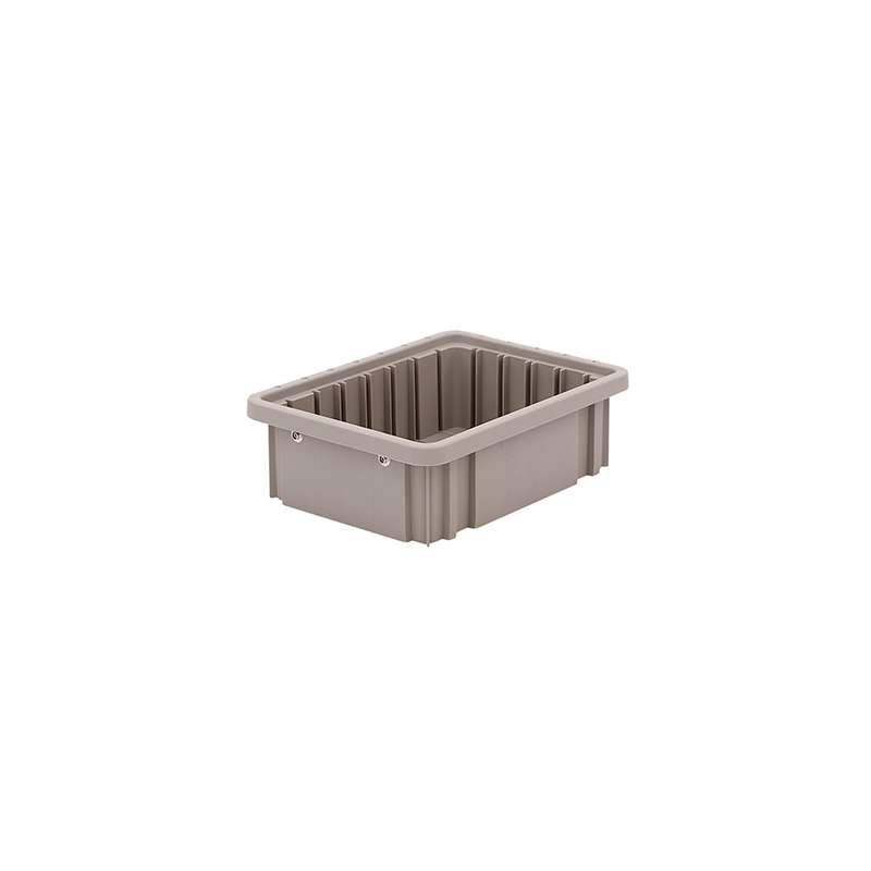 Non-ESD Stackable Divider Tote Box, Natural Grey, 9-3/16 x 6-9/16 x 3" ID (Dividers not Included)