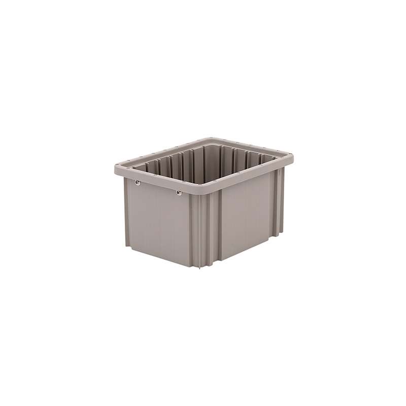 Non-ESD Stackable Divider Tote Box, Natural Grey, 9-3/16 x 6-9/16 x 5-1/2" ID (Dividers not Included)