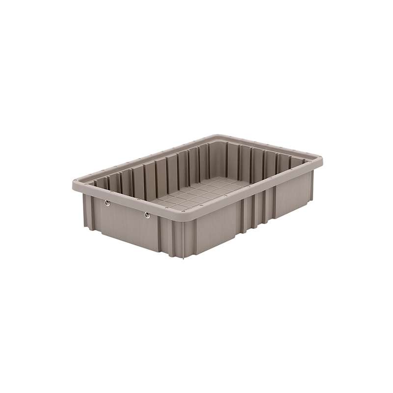 Non-ESD Stackable Divider Tote Box, Natural Grey, 14-7/8 x 9-1/4 x 3" ID (Dividers not Included)