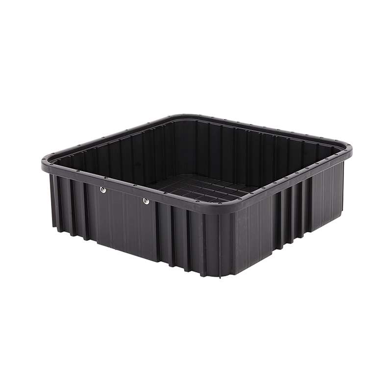 Conductive Stackable Divider Tote Box, Black, 15 x 15 x 4-1/2" ID (Dividers not Included)