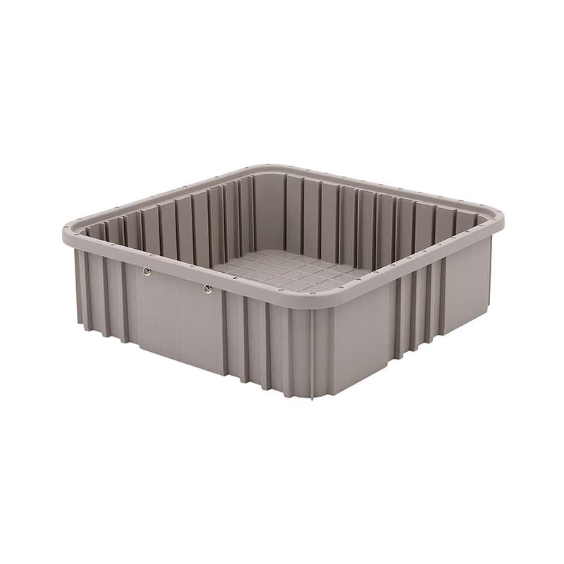 Non-ESD Stackable Divider Tote Box, Natural Grey, 15 x 15 x 4-1/2" ID (Dividers not Included)