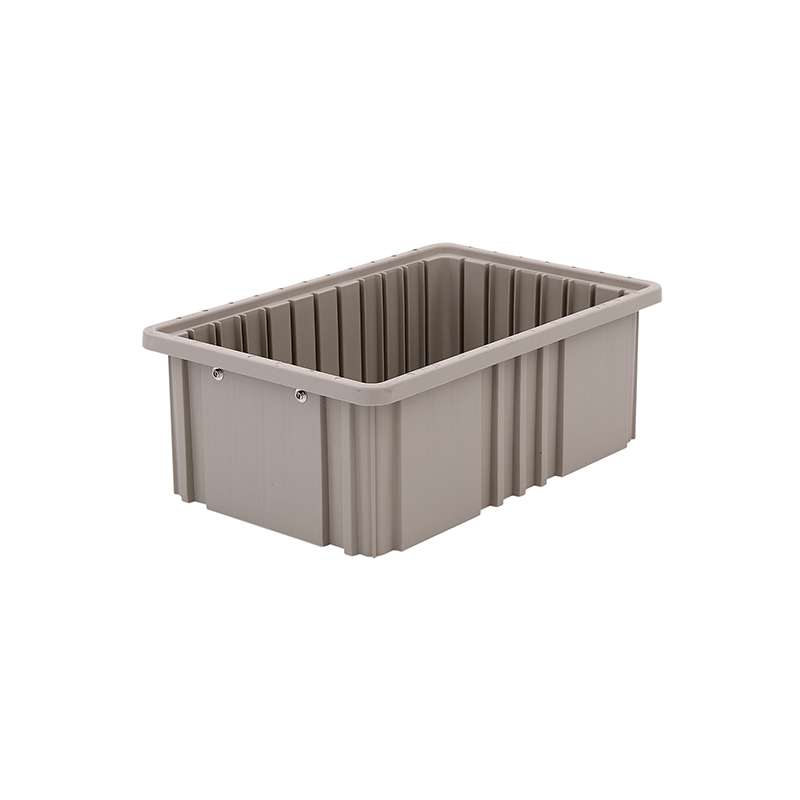Non-ESD Stackable Divider Tote Box, Natural Grey, 14-7/8 x 9-1/4 x 5-1/2" ID (Dividers not Included)