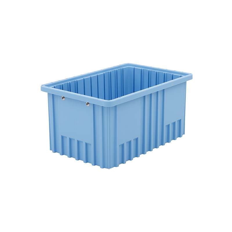 Dissipative Stackable Divider Tote Box, Blue, 14-7/8 x 9-1/4 x 7-1/2" ID, 6 per Case(Dividers not Included)