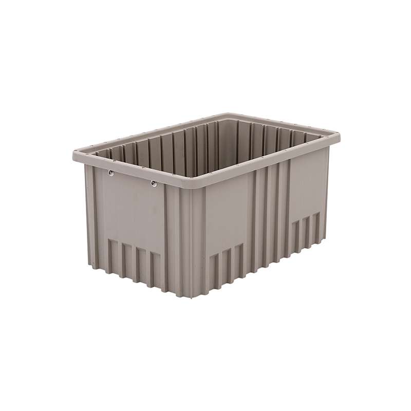 Non-ESD Stackable Divider Tote Box, Natural Grey, 14-7/8 x 9-1/4 x 7-1/2" ID (Dividers not Included)