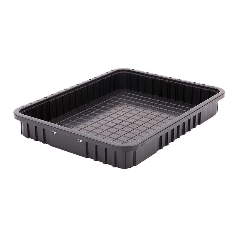 Conductive Stackable Divider Tote Box, Black, 20-1/8 x 15-1/8 x 2-1/2" ID (Dividers not Included)