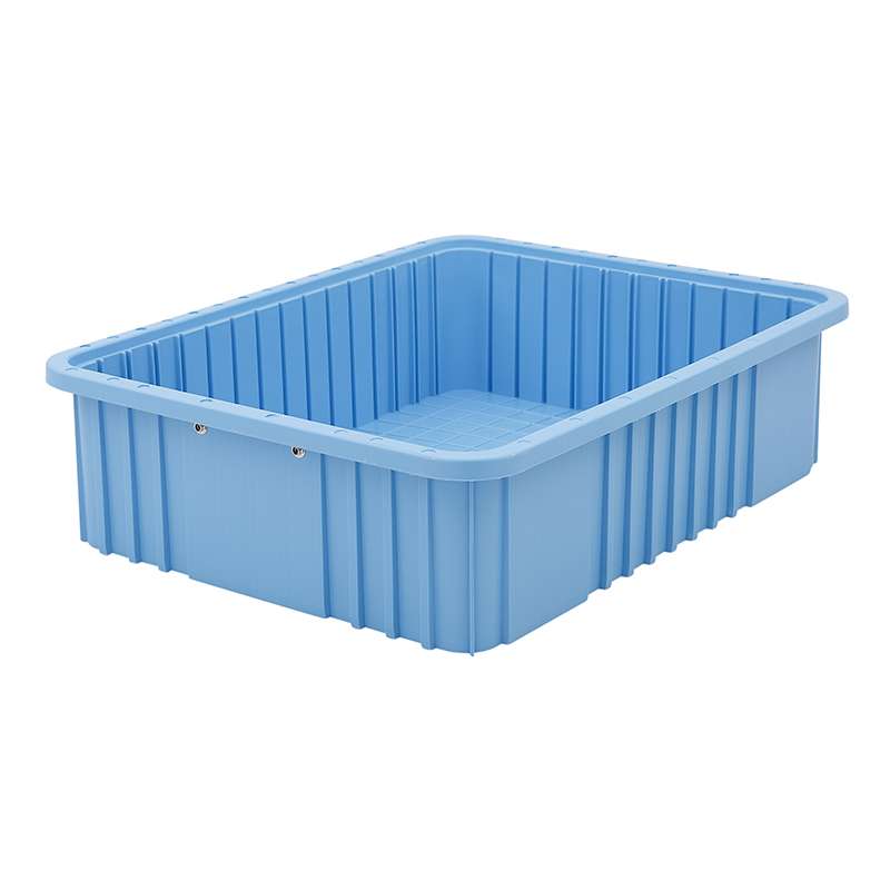 Dissipative Stackable Divider Tote Box, Blue, 20-1/8 x 15-1/8 x 5-1/2" ID (Dividers not Included)