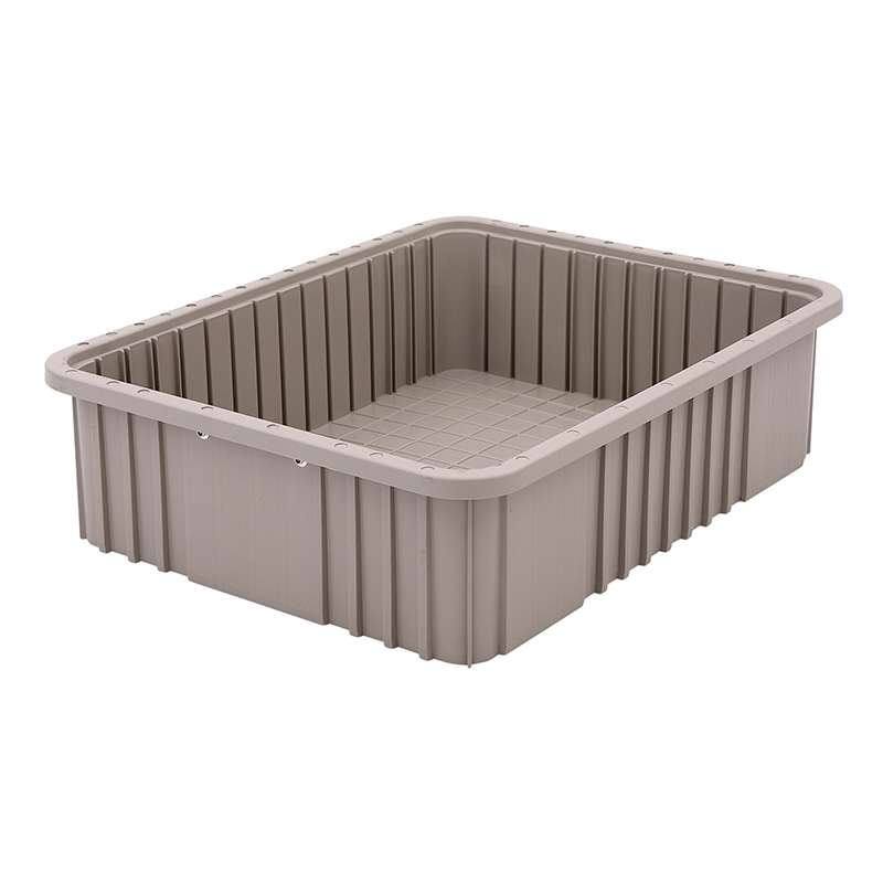 Non-ESD Stackable Divider Tote Box, Natural Grey, 20-1/8 x 15-1/8 x 5-1/2" ID (Dividers not Included)
