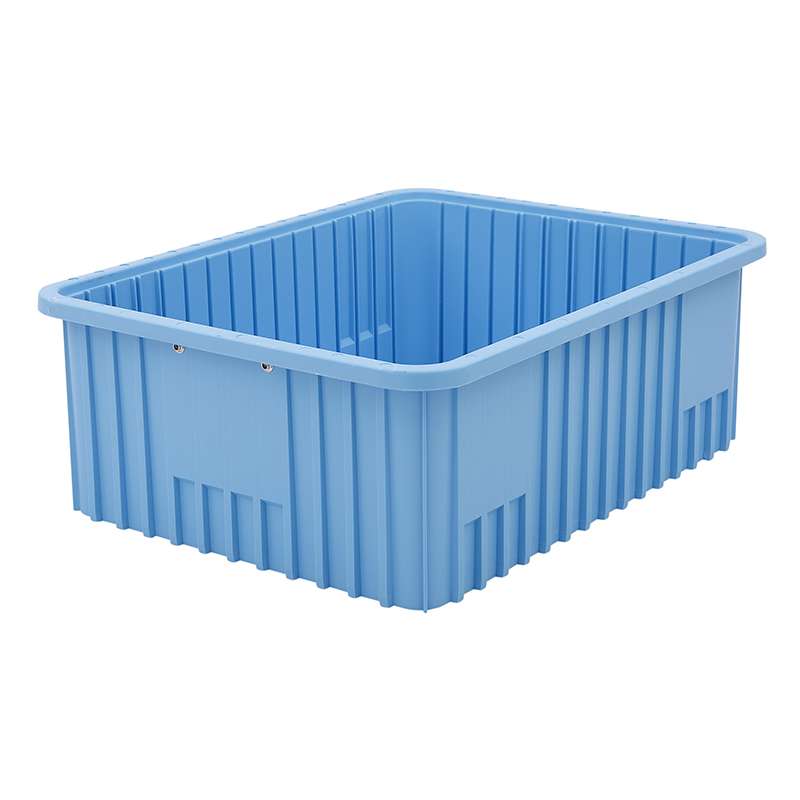 Dissipative Stackable Divider Tote Box, Blue, 20-1/8 x 15-1/8 x 7-1/2" ID (Dividers not Included)