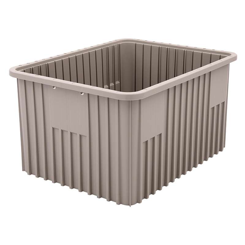 Non-ESD Stackable Divider Tote Box, Natural Grey, 20-1/8 x 15-1/8 x 11-1/2" ID (Dividers not Included)