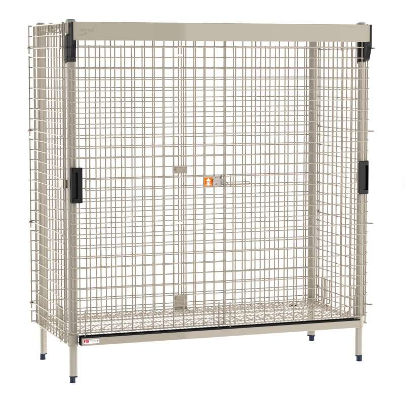 MetroMax Stationary Security Shelving Unit with SlideSecure Sliding Door, 28.1875" x 62.875" x 66.1875"