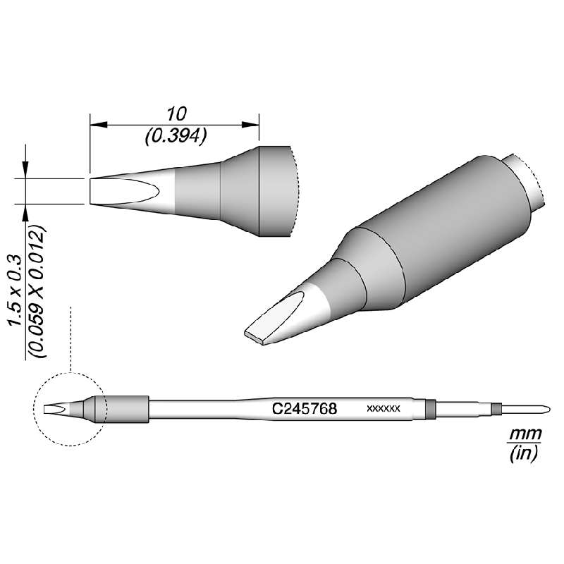Chisel Cartridge, C245, 1.5mm x 0.3mm