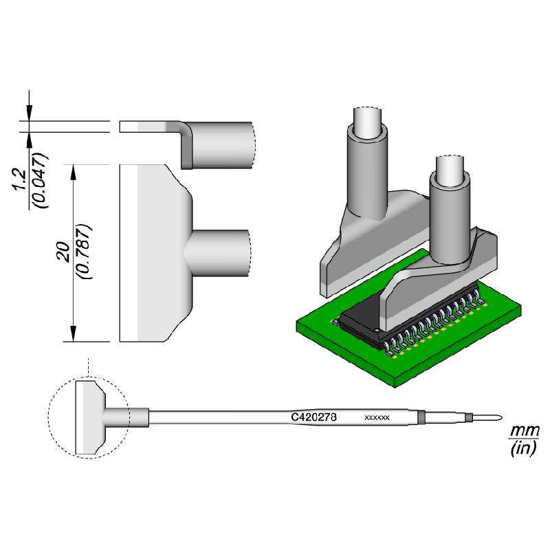 Series C420 Blade Soldering Cartridge, 20mm