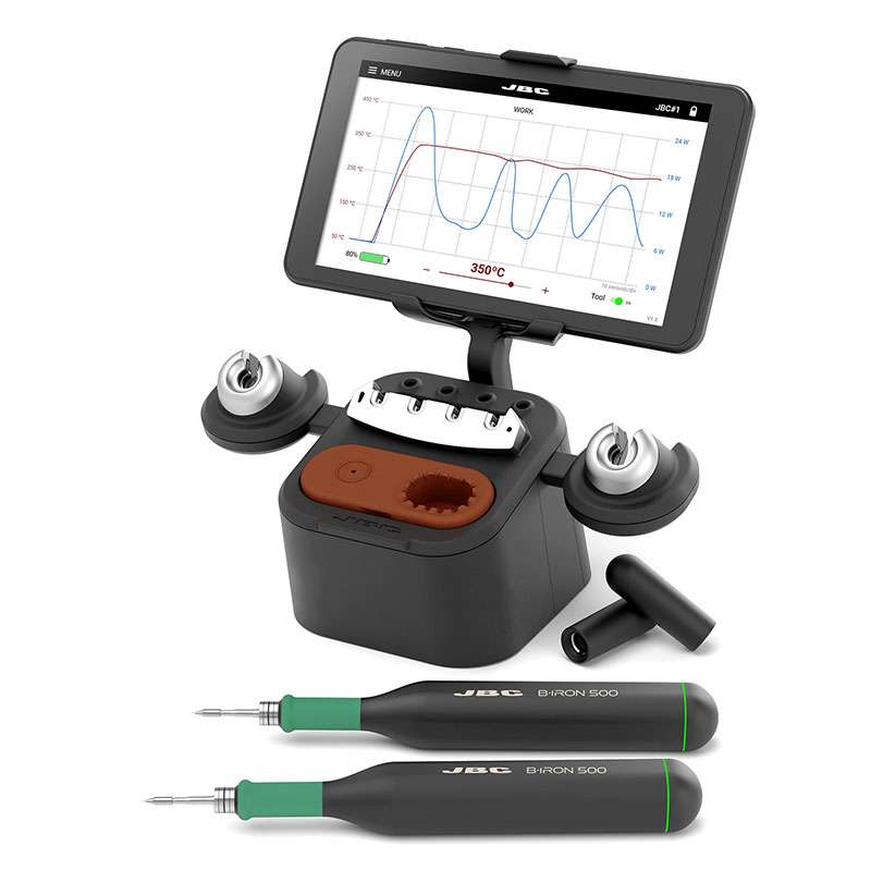 B-Iron Soldering Station, Dual Battery-Powered, with Charging Base, 7" Display