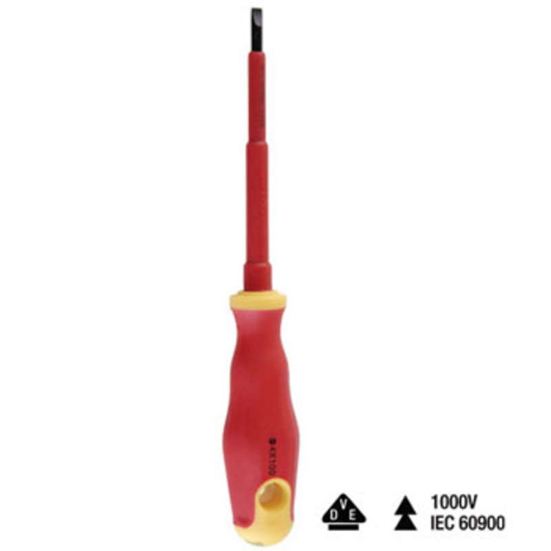 Insulated Slotted Tip Screwdriver with Cushioned Grip Handle 1/8" x 7-1/2" Long