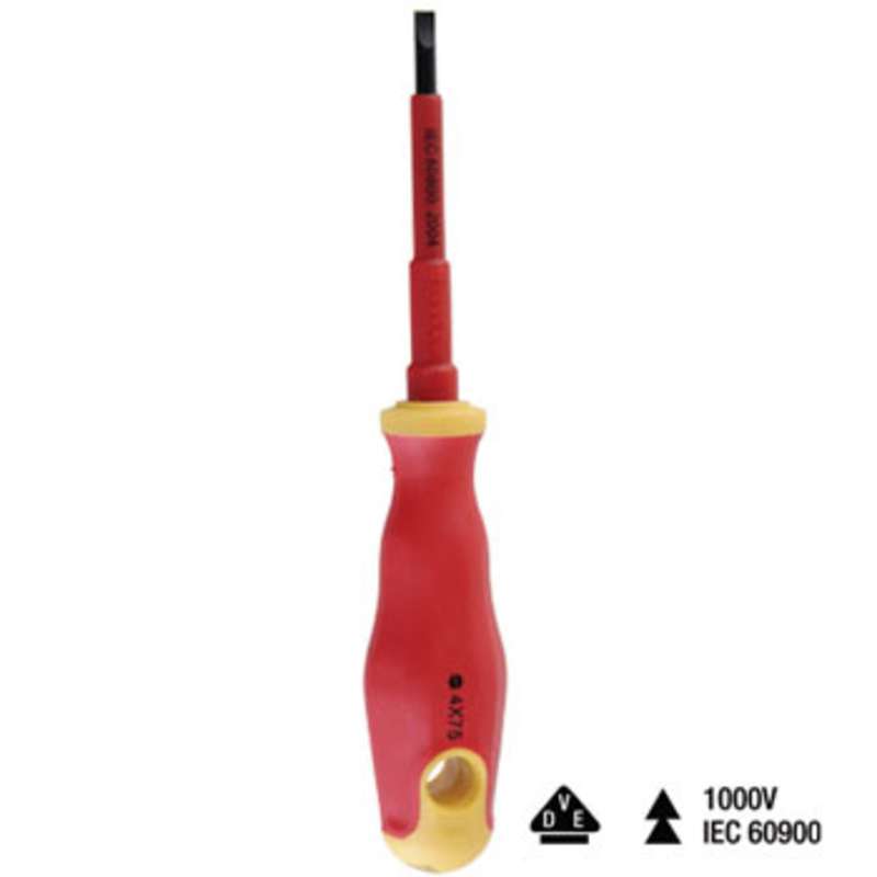 Insulated Slotted Tip Screwdriver with Cushioned Grip Handle 3/32" x 6" Long